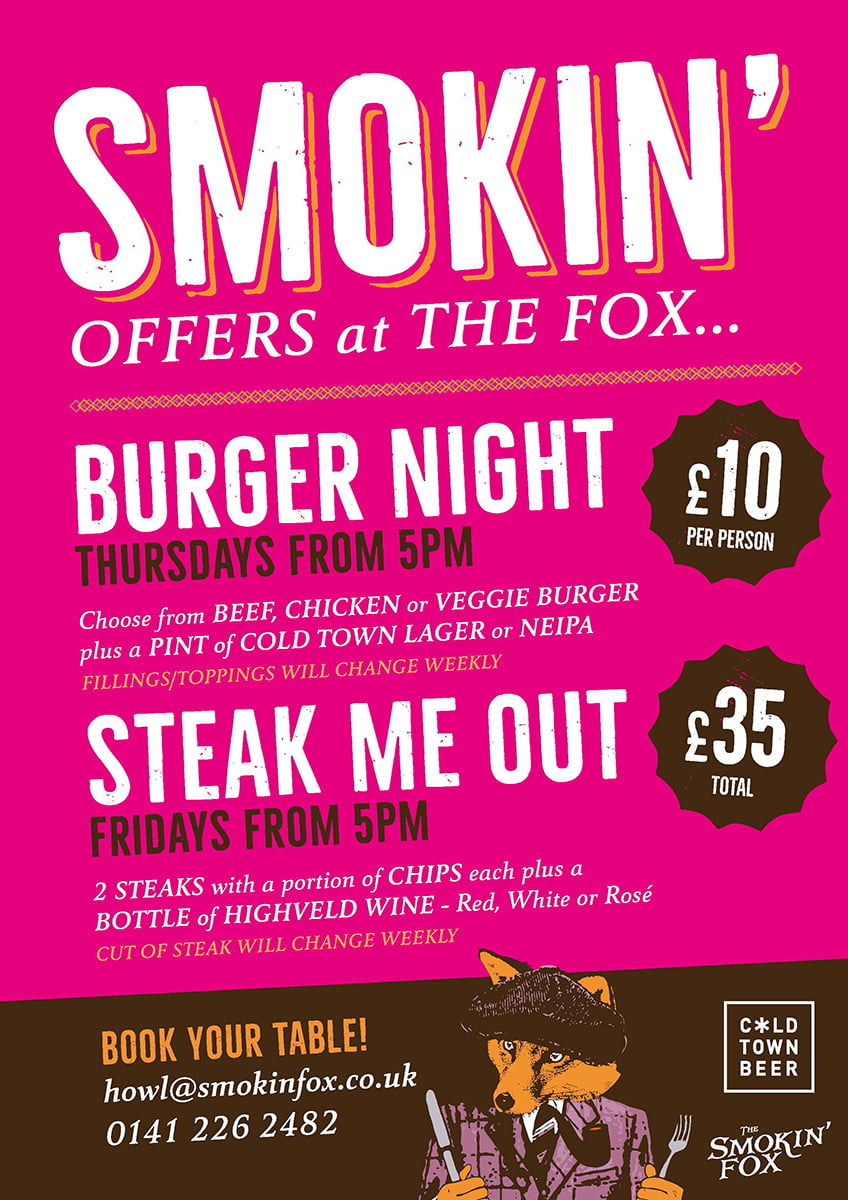 Smokin Fox Burger Night Steak Deal Offers Book Here