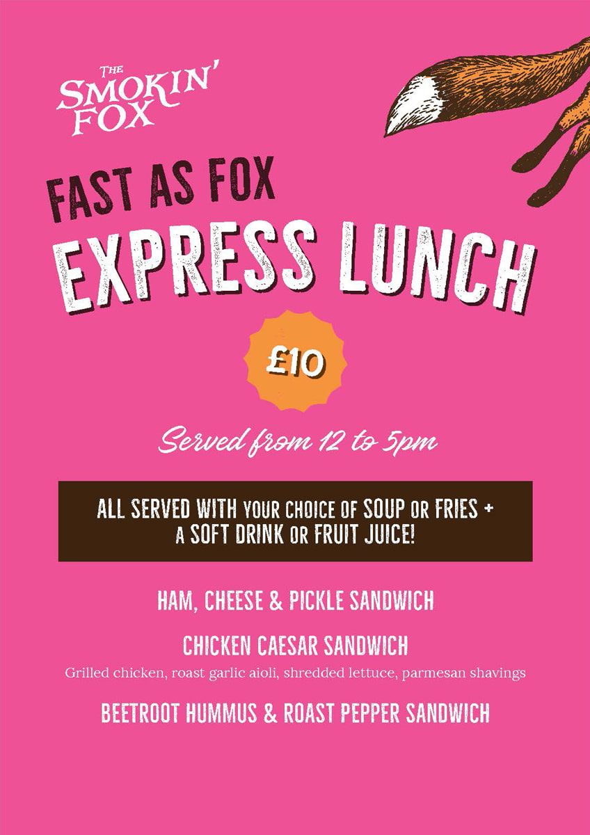 Smokin Fox Express Lunch Menu Central Glasgow